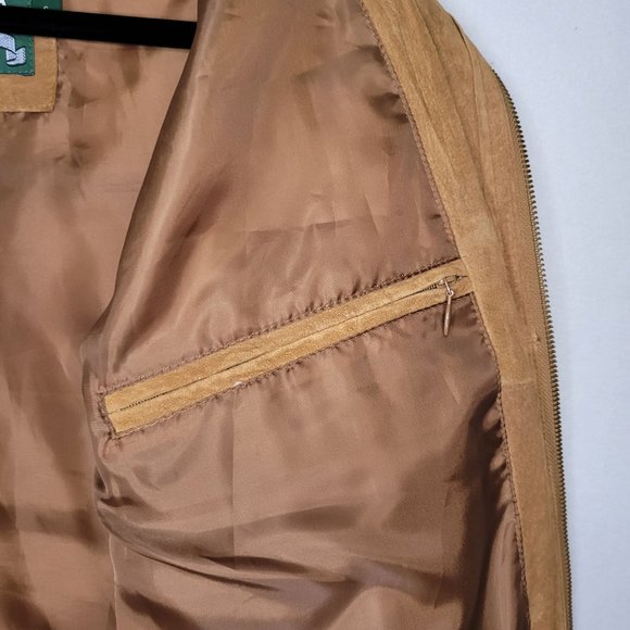 Cabelas Leather Patchwork Moto Jacket Brown Suede Small - Picture 8 of 10